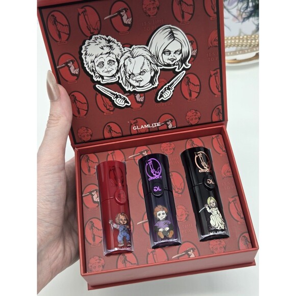 Chucky X Glamlite Limited Edition Horror Collectors Family Lip Oil Set NEW - Picture 4 of 6